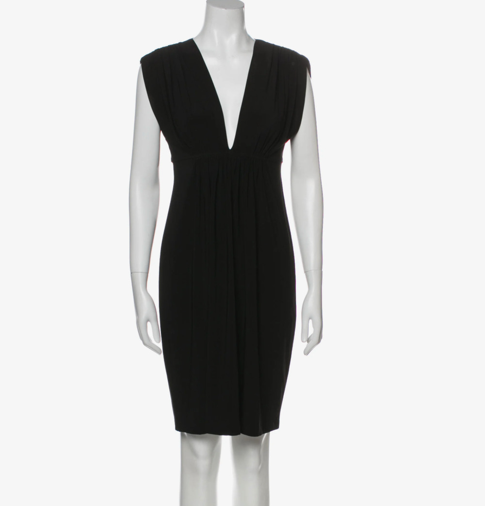 Norma Kamali Plunge Neckline Mini Dress Black | Size: XS